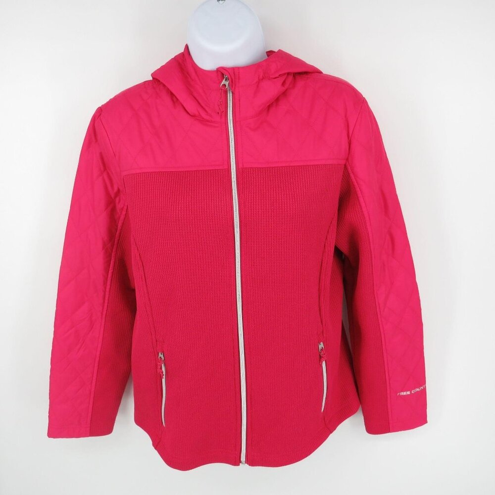 Free Country Small Women's Pink Cable Knit Fleece Jacket NWT $90
